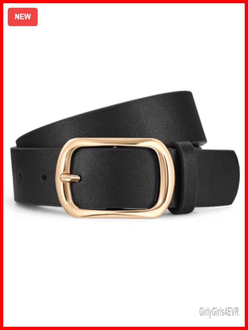 Women Faux Leather Belt Gold Buckle Fashion Waist Belt for Jeans Dress Pants